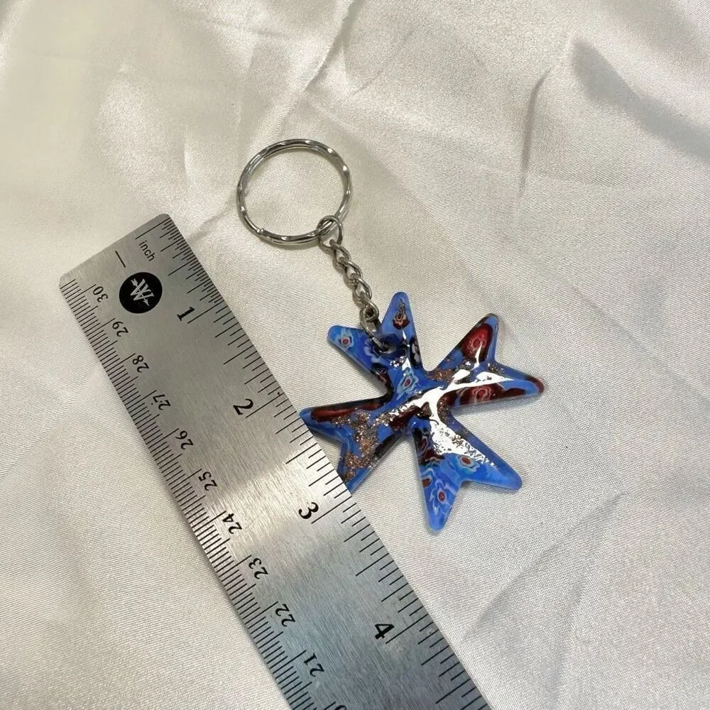 Blue glass keychain